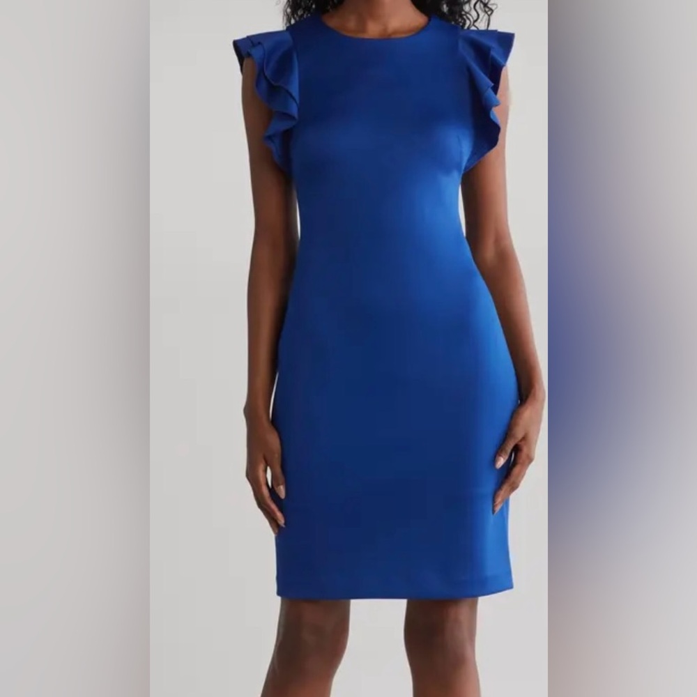 Tommy Hilfiger Blue Ruffle Sleeve Dress